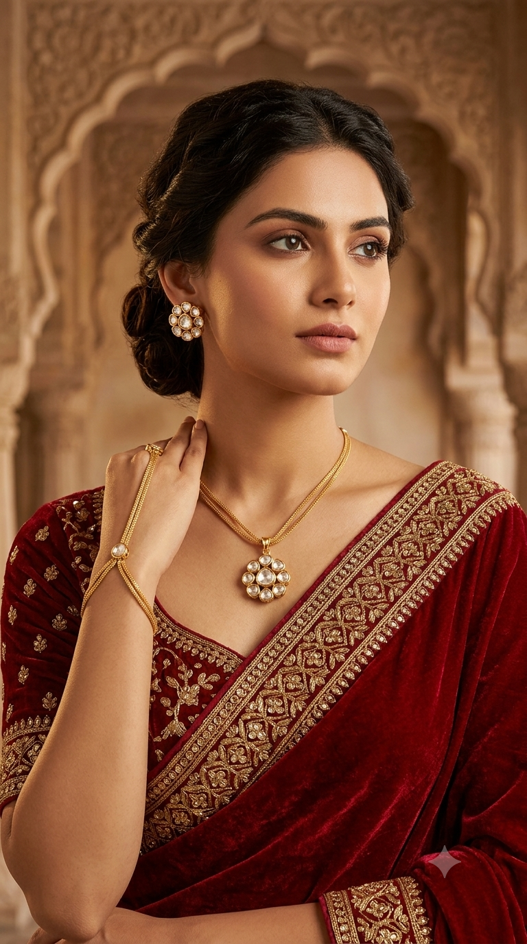 Beautiful polki Kundan pendant set with three layer chain24inch