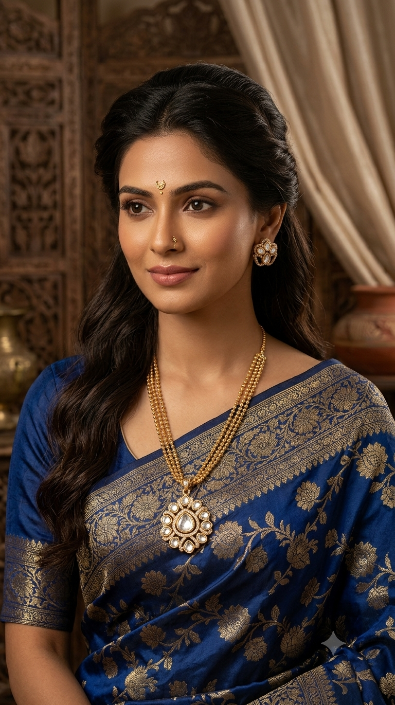 Beautiful polki Kundan pendant set with three layer chain24inch
