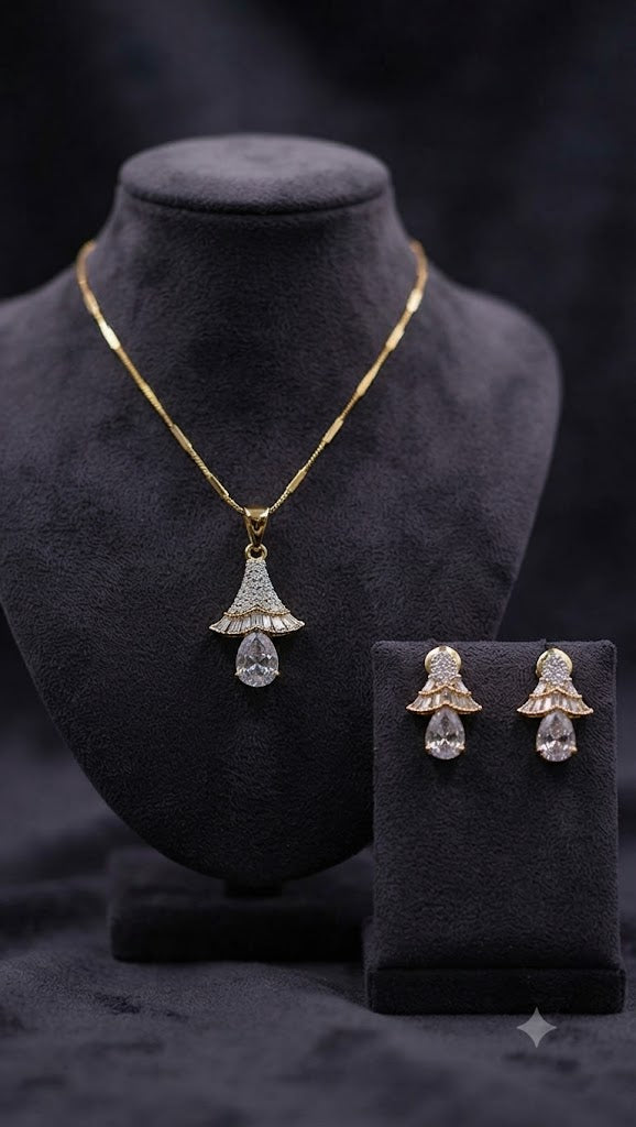 Sparkle That Speaks Elegance: The Crystal Cascade Pendant Set