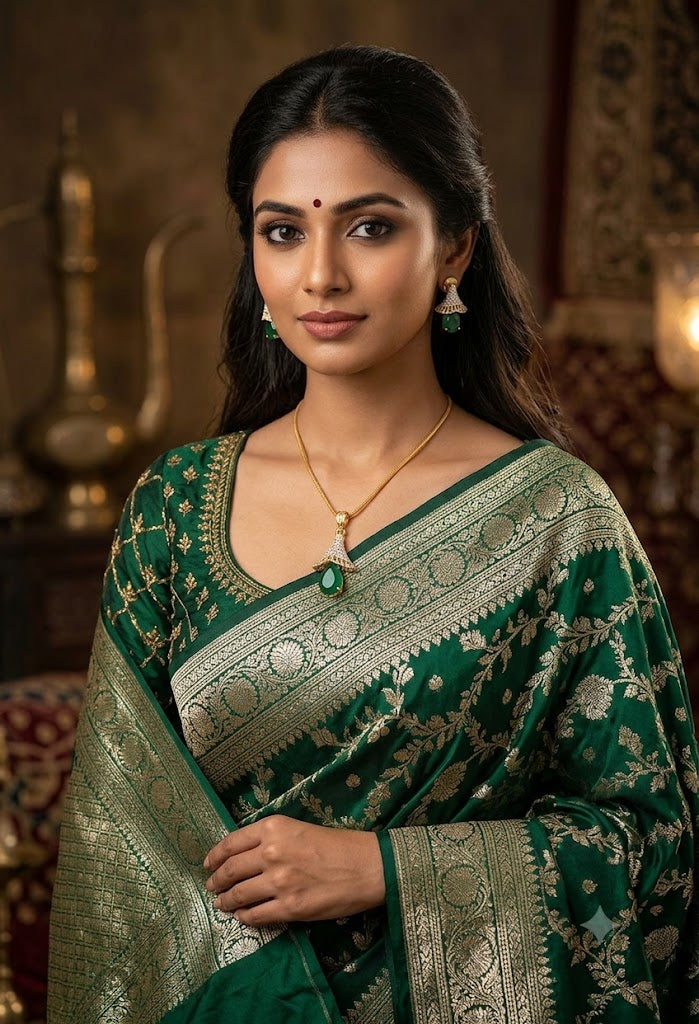 Emerald Elegance: The Royal Cascade Pendant Set