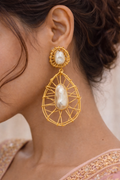 Rajwada Moti Handcrafted Real Pearl Earrings