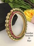Ruby & Emerald Kundan Monalisa Bracelet - AAA CZ Finish - Gold Plated