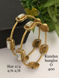 Twisted Rope Kundan Stone Bangles - Golden Polish - AAA Quality