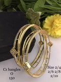 Geometric White CZ Bangles Set - AAA Quality - Gold Plated