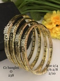 Ridged White CZ Bangles Set - AAA Quality - Gold Plated