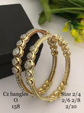 Dual Row Cluster CZ Bangles - Golden Polish - AAA Quality