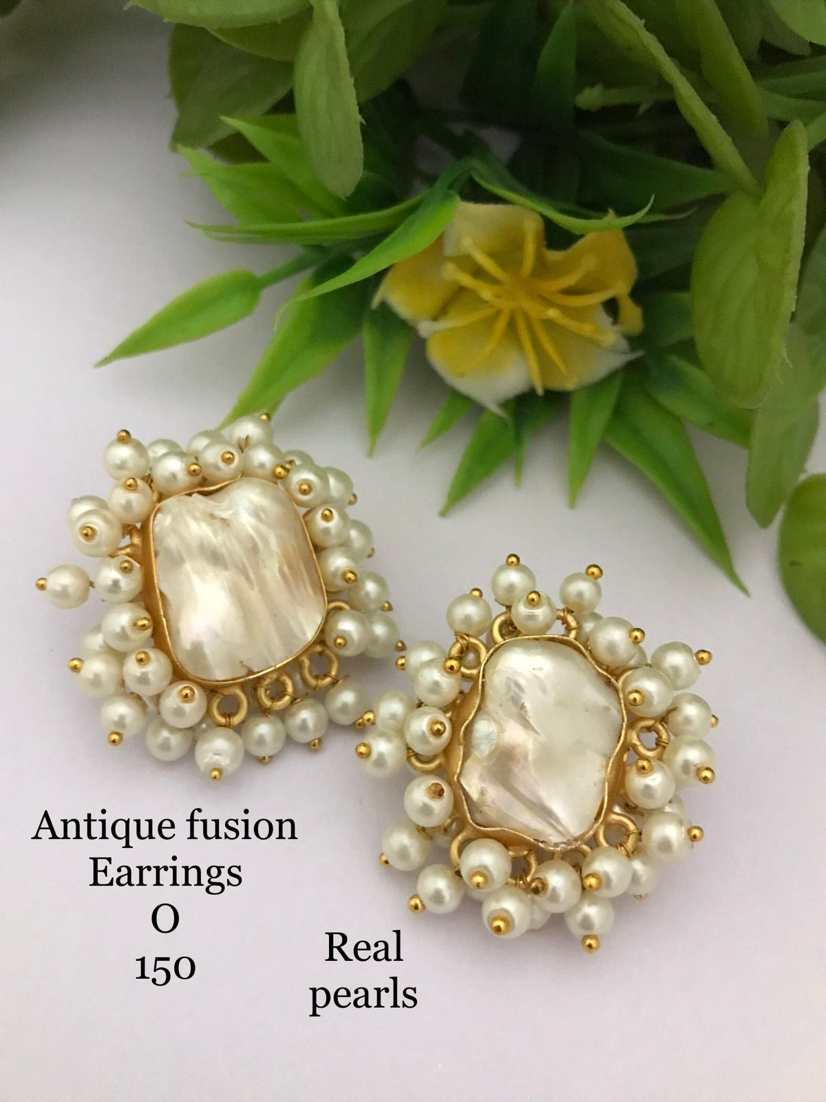 Classic Pearl Cluster Antique Fusion Earrings