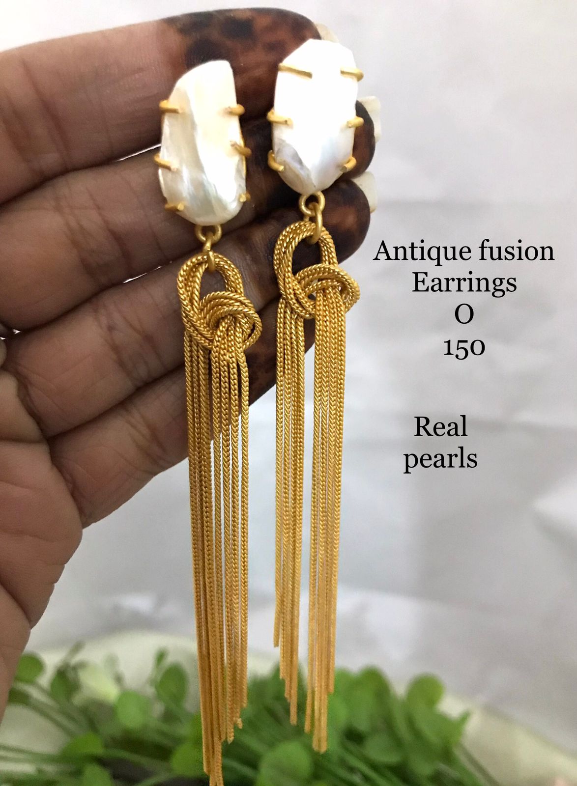 Ivory Pearl Statement Tassel Earrings – Antique Gold