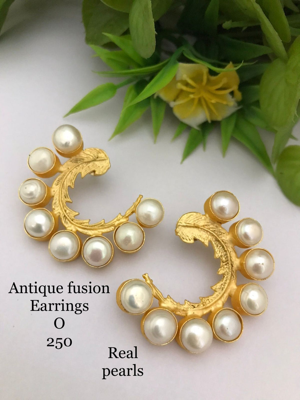Moon Arc Real Pearl Fusion Earrings