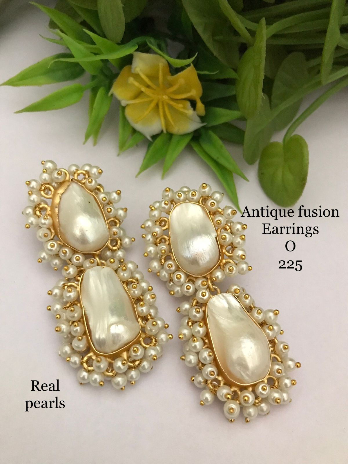 Pearl Cascade – Antique Fusion Earrings