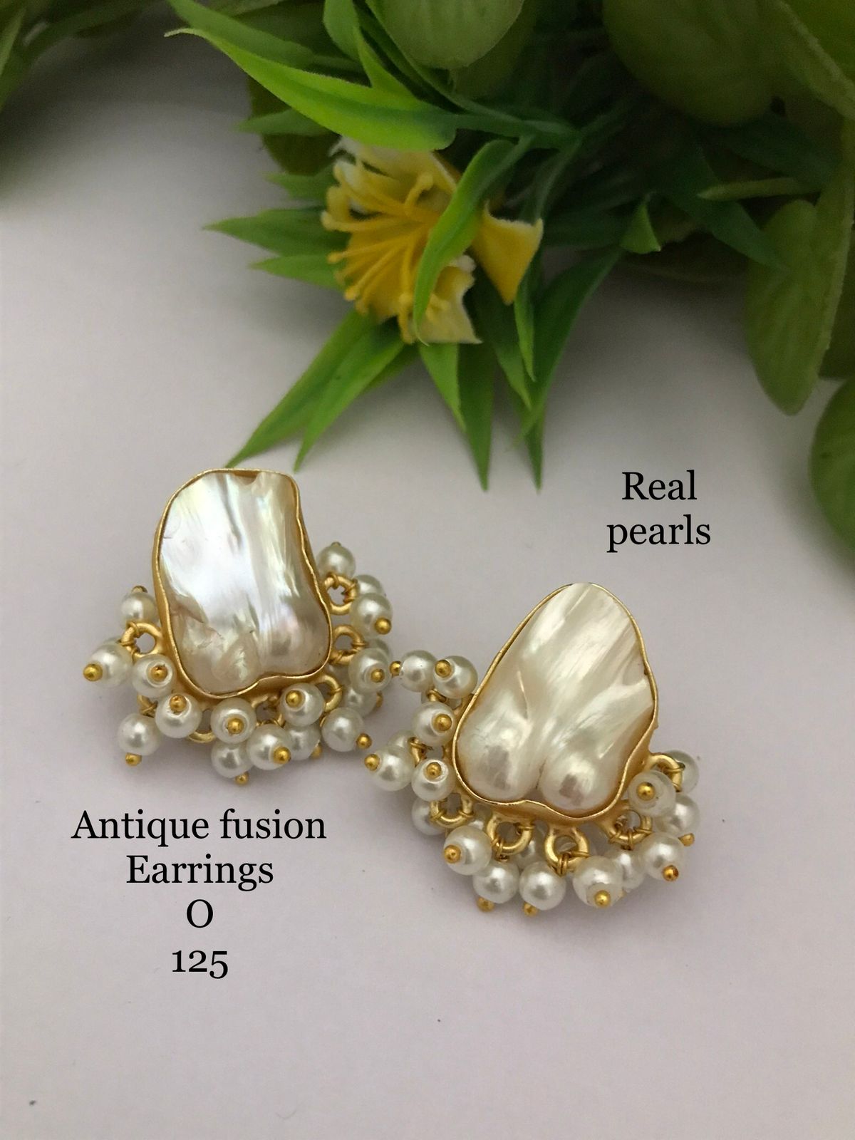 Mother-of-Pearl Cluster Drops – Antique Fusion Earrings