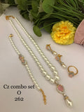 Pink CZ Pearl Luxe Combo Set  (Necklace • Earrings • Ring • Bracelet)
