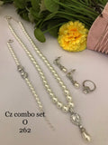White CZ Pearl Luxe Combo Set  (Necklace • Earrings • Ring • Bracelet)