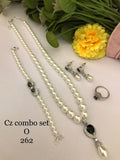 Black CZ Pearl Luxe Combo Set  (Necklace • Earrings • Ring • Bracelet)