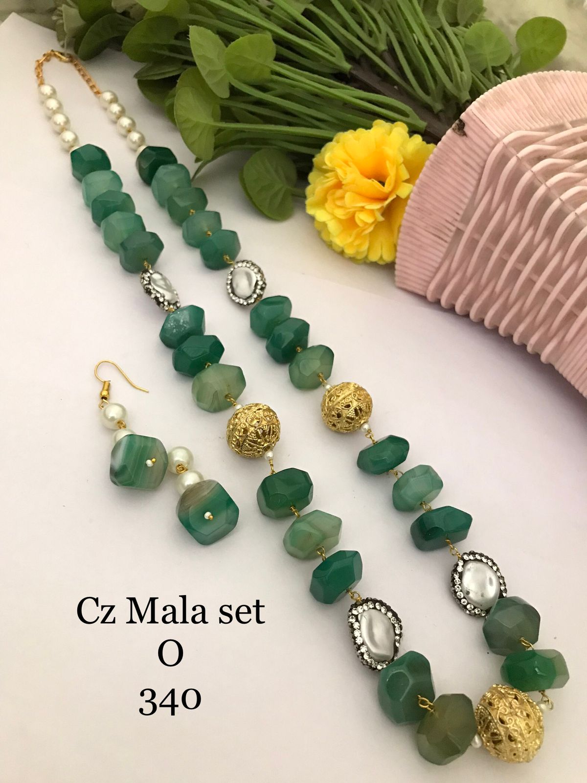 Natural Quartz & MOP Pearl Beads Mala Set