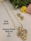 Pearl Cluster Pendant Real Freshwater Pearl Mala Set - 20-22 Inch - Handmade