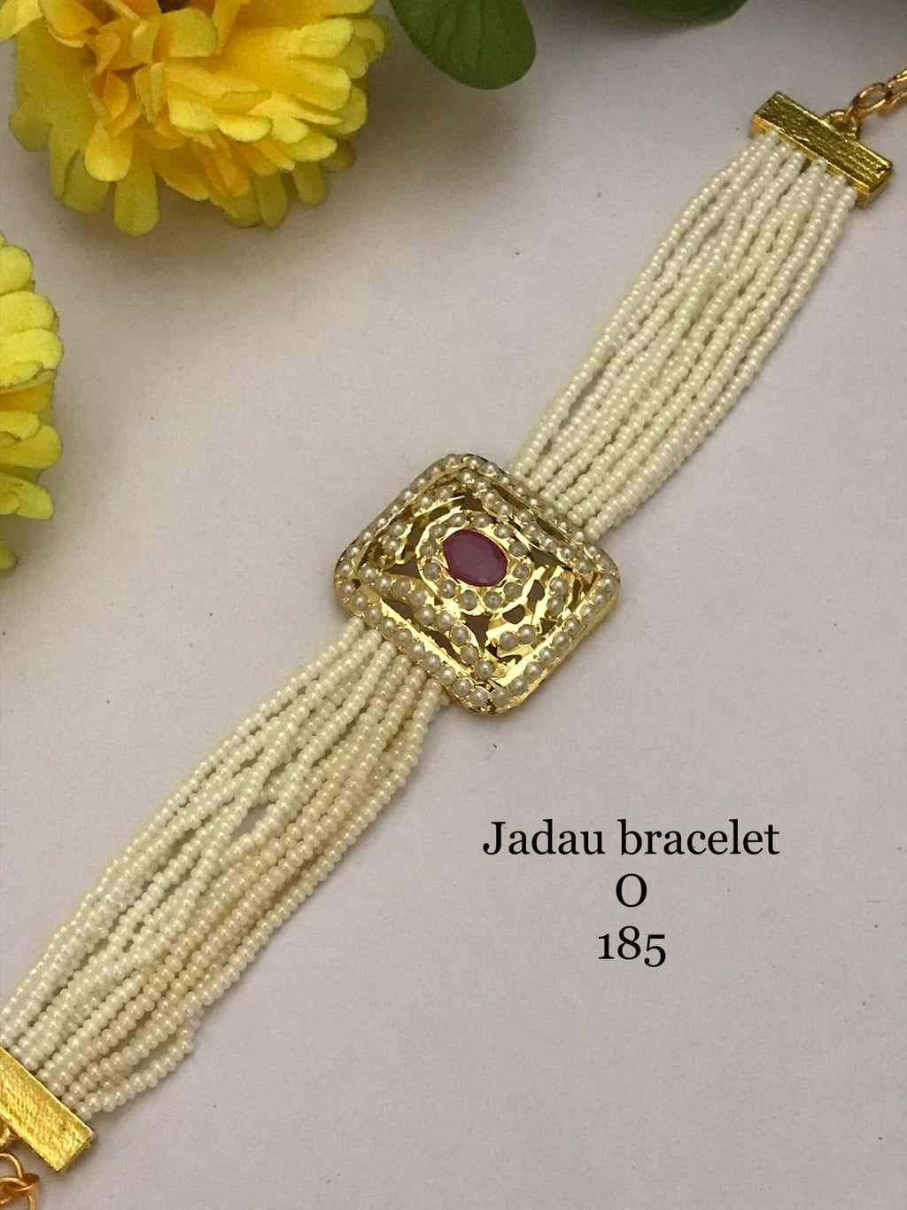 white Jadau Tennis Bracelet - Multi-Strand Beaded