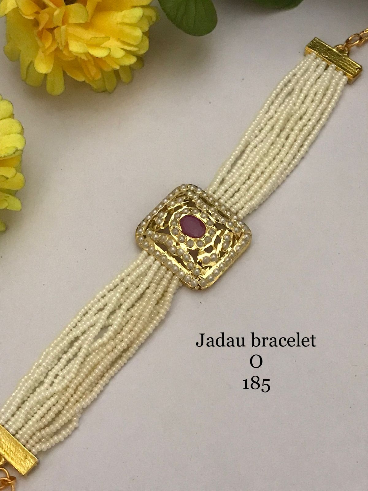 white Jadau Tennis Bracelet - Multi-Strand Beaded