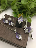 Purple CZ Jewelry Set - Necklace, Earrings, Ring & Bangle