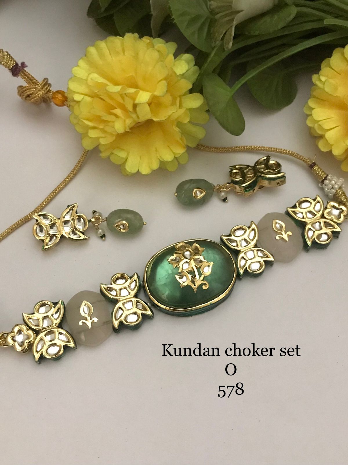 Jade Blossom Kundan Choker Set