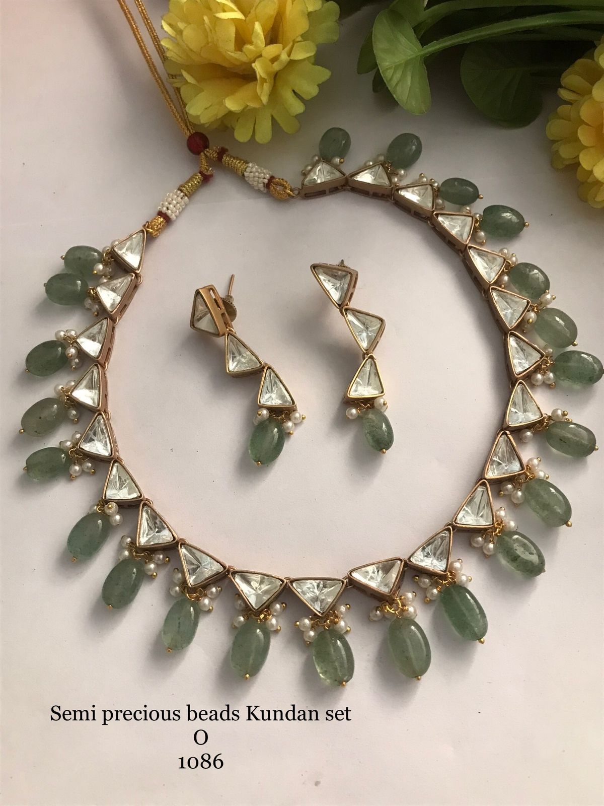 Sage Aventurine Kundan Necklace Set