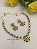 Emerald Petal Polki Kundan Necklace Set