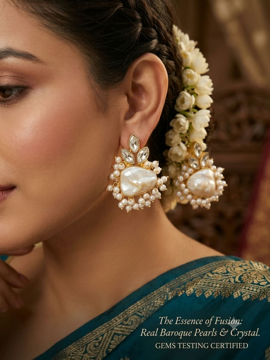 Real pearls fusion earrings