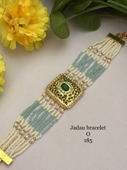 Aqua Blue Jadau Tennis Bracelet - Multi-Strand Beaded
