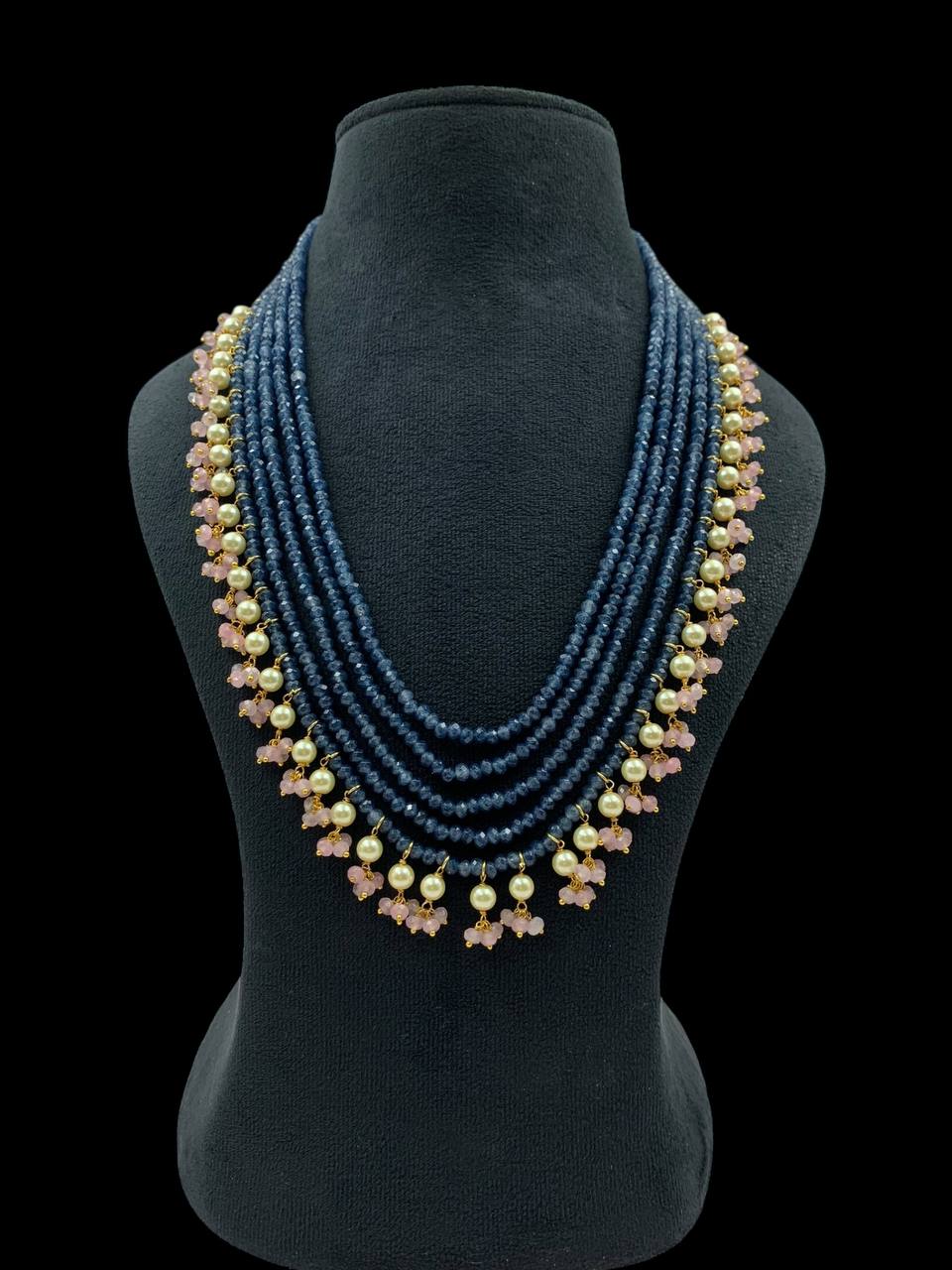 Beautiful 5 Layer Onyx Beads & Pearl Mala in Premium Colours
