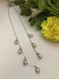 Real Freshwater Pearl Drop Charm Necklace | Silver Chain | Pink