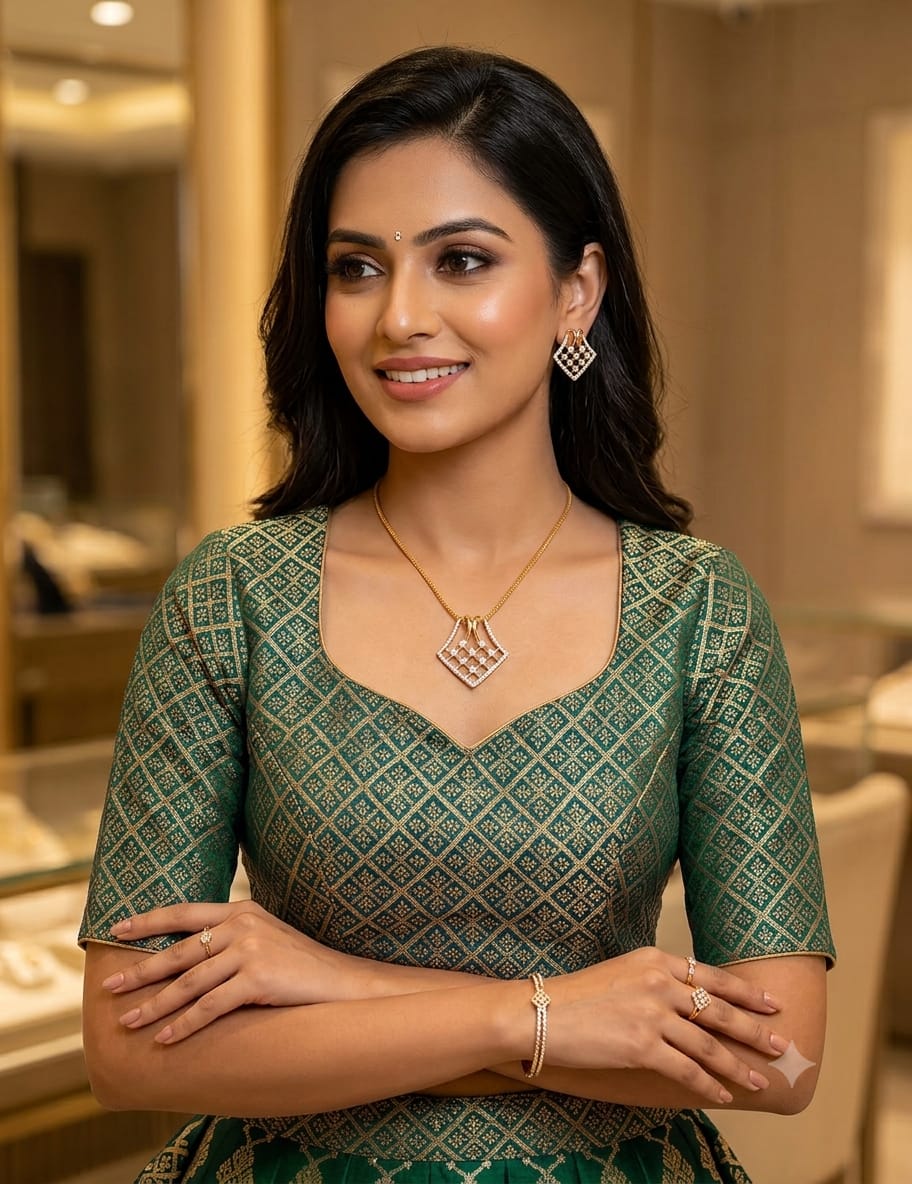 Exquisite Diamond-Studded Geometric Gold Jewelry Set