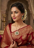 Royal Kundan & Emerald Stone Pendant Set with Matching Earrings