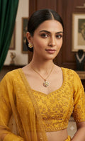 Radiant Yellow & White Stone Hexagonal Cluster Pendant Set with Matching Earrings