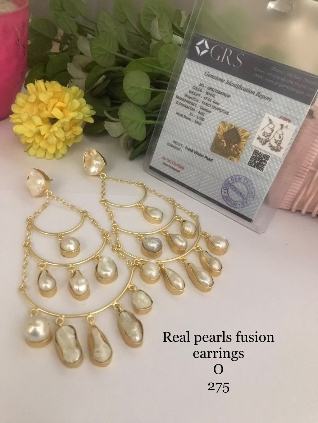 Real pearls fusion earrings