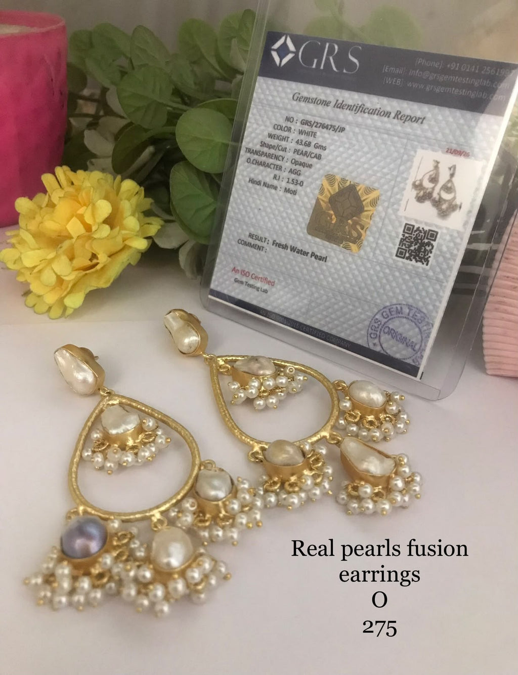 Real pearls fusion earrings