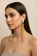Ivory Pearl Statement Tassel Earrings – Antique Gold