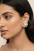 Aura Real Pearl Cluster – Antique Finish Earrings