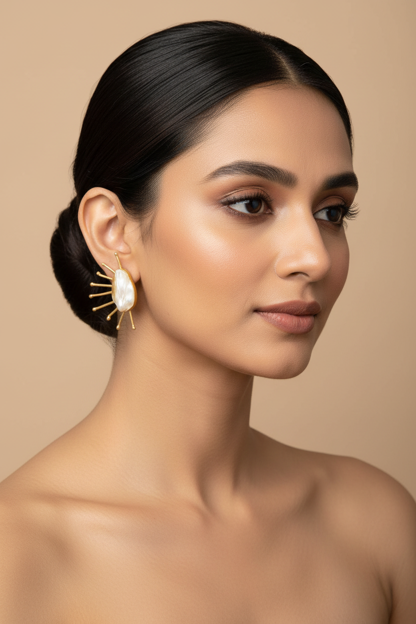 Pearl Sunburst – Antique Fusion Earrings