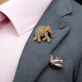 Beautiful Elephant Design Victorian Polish CZ Brooch with Ruby Eye