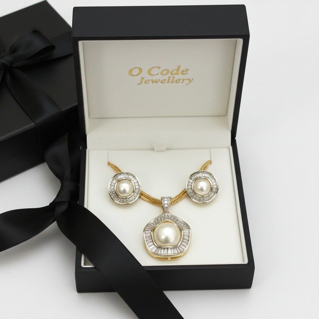 Pearl CZ Set - O Code Jewellery Packaging