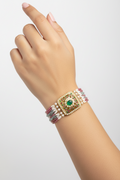white & dusty pink Jadau Tennis Bracelet - Multi-Strand Beaded