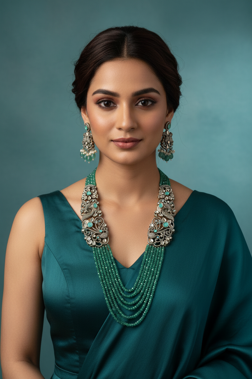 Emerald Noor – Antique Kundan Mala Set