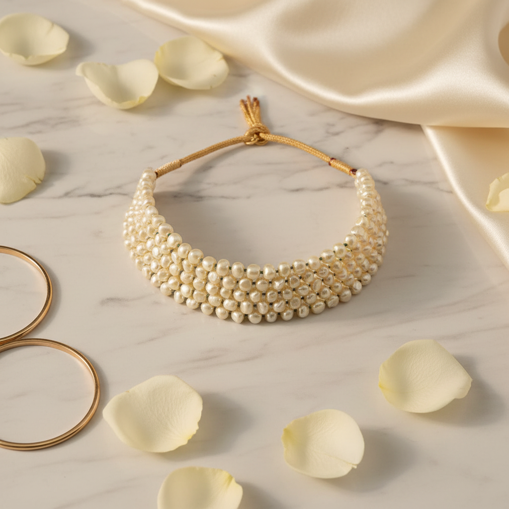 Beautiful Premium Quality Shell Pearl Choker — Available in 4 Colours
