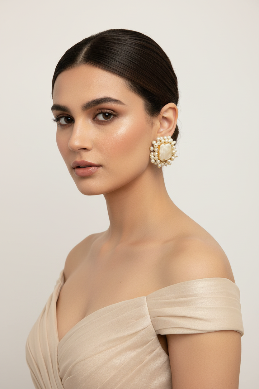 Classic Pearl Cluster Antique Fusion Earrings