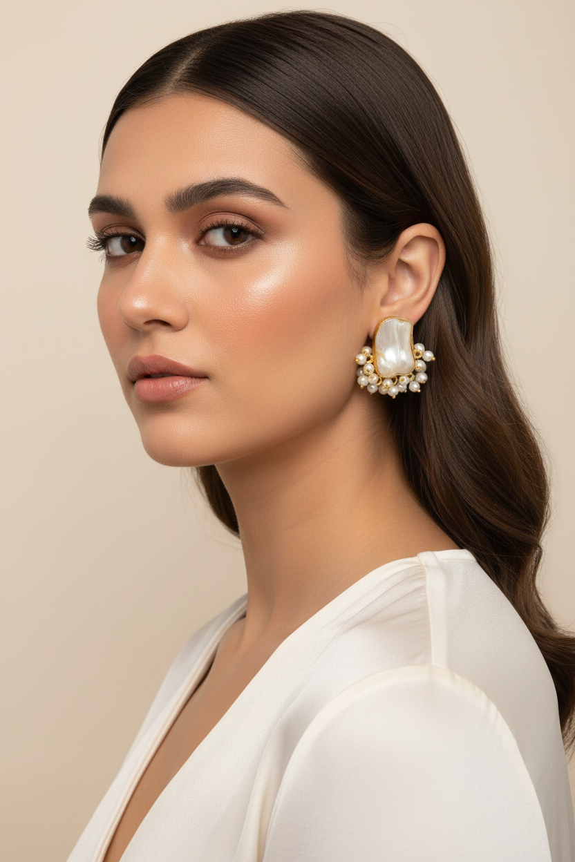 Mother-of-Pearl Cluster Drops – Antique Fusion Earrings