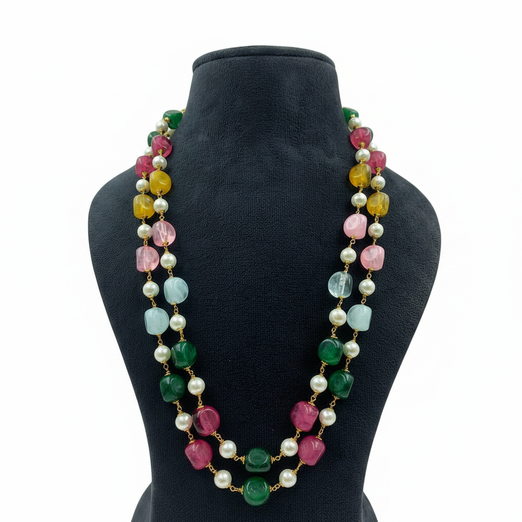 Beautiful Double Line Monalisa Tumble Mala — Full Colour Range