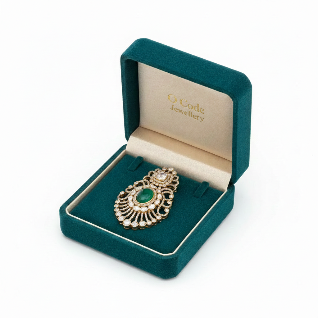 Premium Moissanite Polki Kundan Doublet Stone Brooch