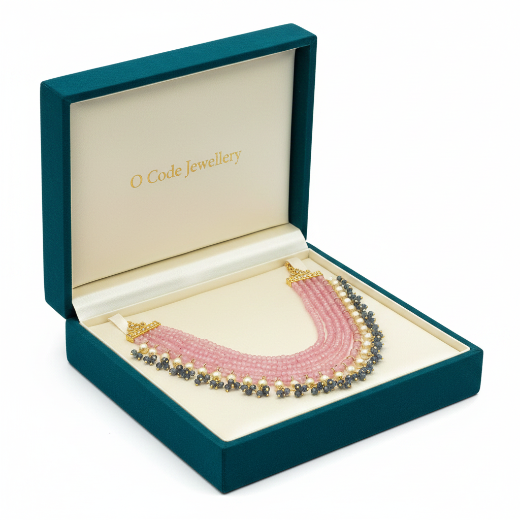 Beautiful 5 Layer Onyx Beads & Pearl Mala in Premium Colours