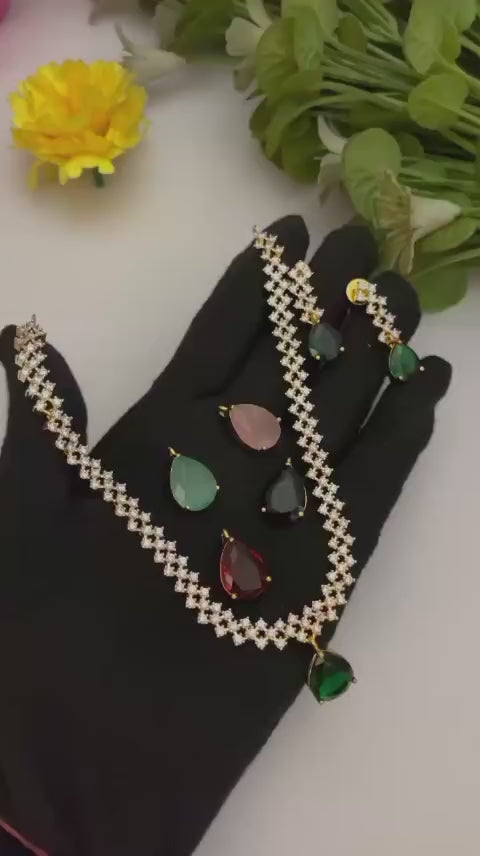 Royal Aura – Changeable CZ Necklace Set