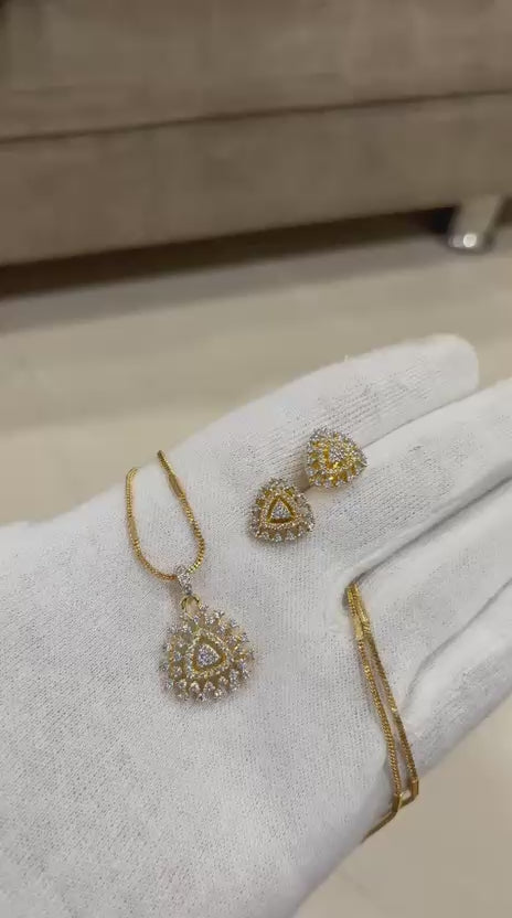 Radiant Teardrop Diamond Pendant Set